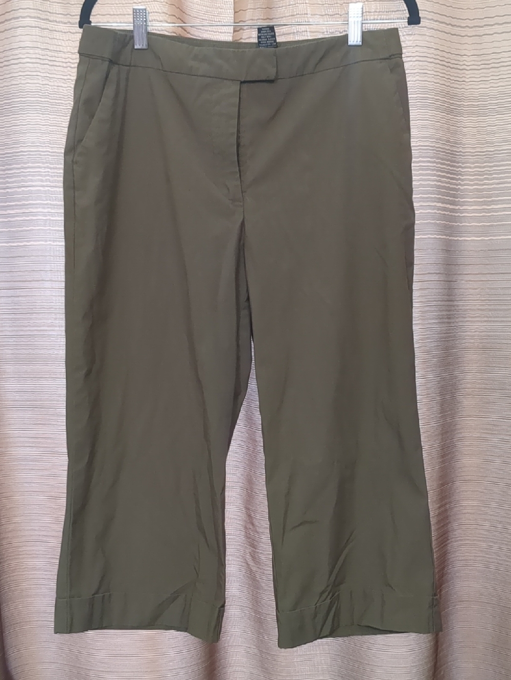 New York & Company Olive Green Stretch Dress Cropped Pants
